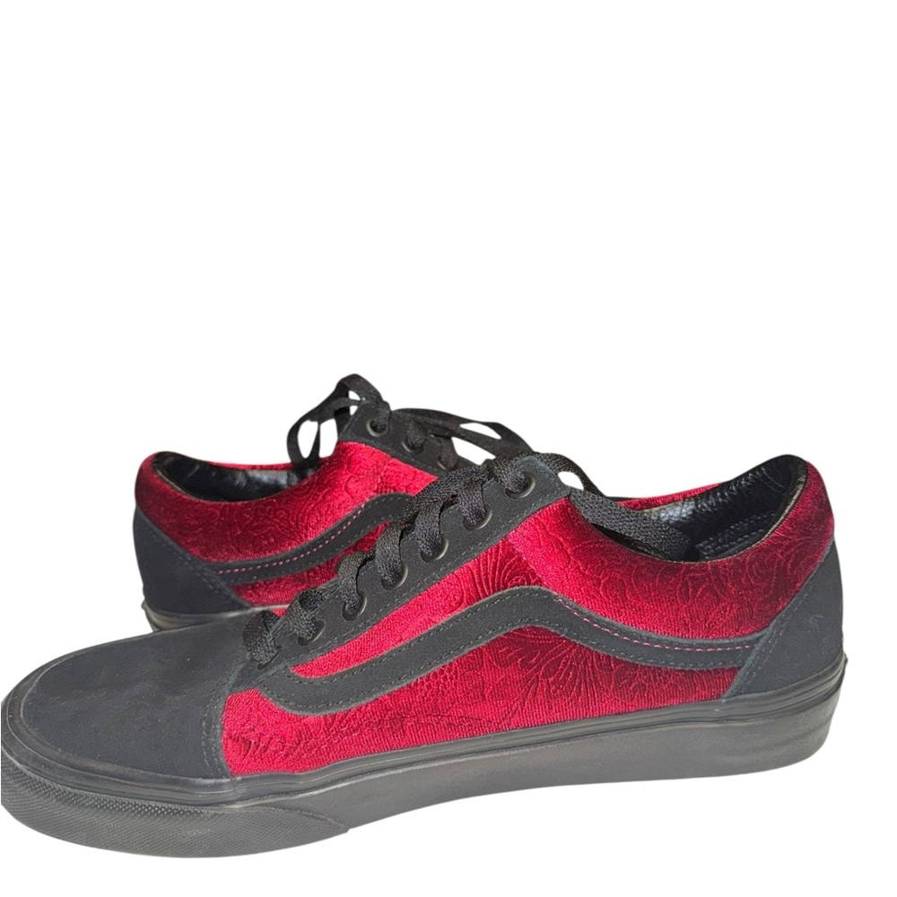 Vans Black and Red Velvet Women's Athletic Shoes - Picture 6 of 8